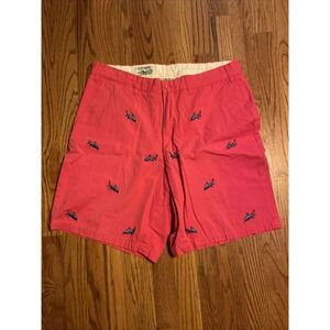 Castaway Nantucket Island Men's Chino Shorts Pink Shark Print Size 34 Beach